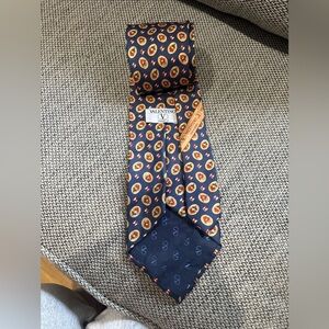 Valentino Vintage,Blue and Orange Geometric Silk Tie